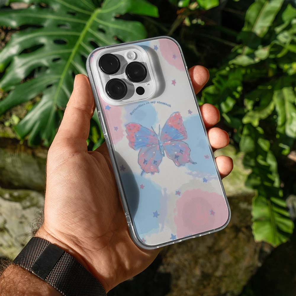 Нежный чехол для телефона с бабочкой IPhone 16 15 14 13 11 Pro Max танцующей 114 Plus X XR XS