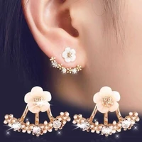 925 anti allergy silver needle earrings with diamond flower lady earrings