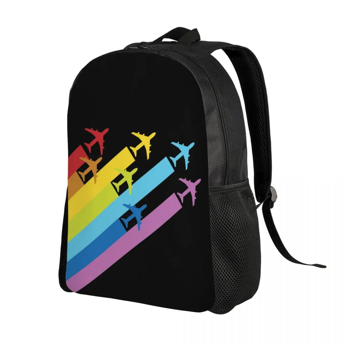 Рюкзак унисекс для ноутбука с радужными самолетами и дорожками