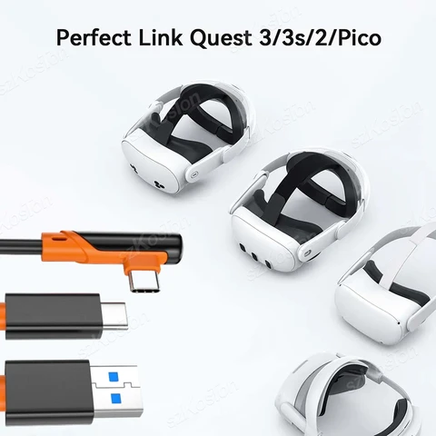Кабель VR Link Для Meta Quest 3/2/Pico4/PS5 — Быстрая Зарядка USB3.0 Gen2 На Type-C Со Скоростью Передачи Данных До 5 Гбит/с