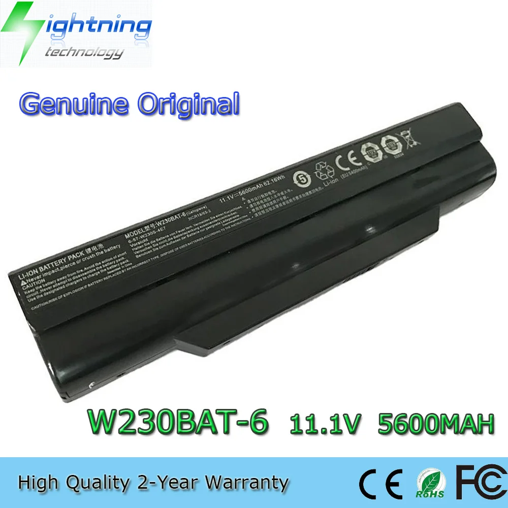 

New Genuine Original W230BAT-6 11.1V 5600mAh Laptop Battery for Clevo W230 W230ST Barebones Terrans Force X311