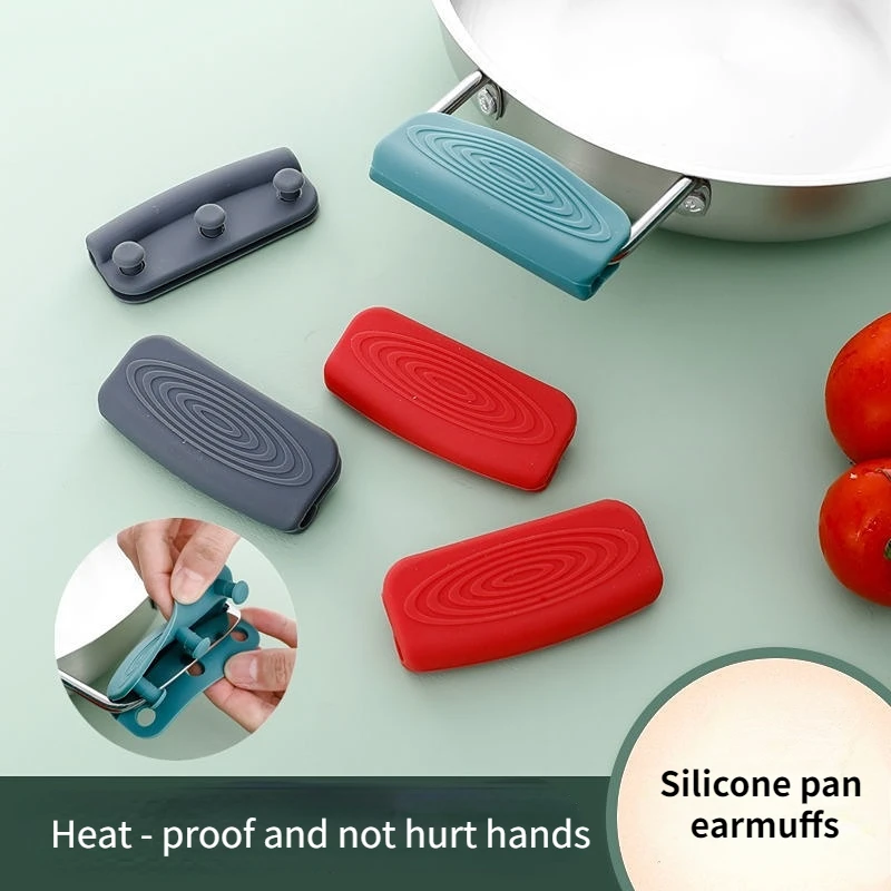 

1 Pair of silicone handles anti-scalding non-slip silicone pot handle cover heat insulation handle cover kitchen accessories
