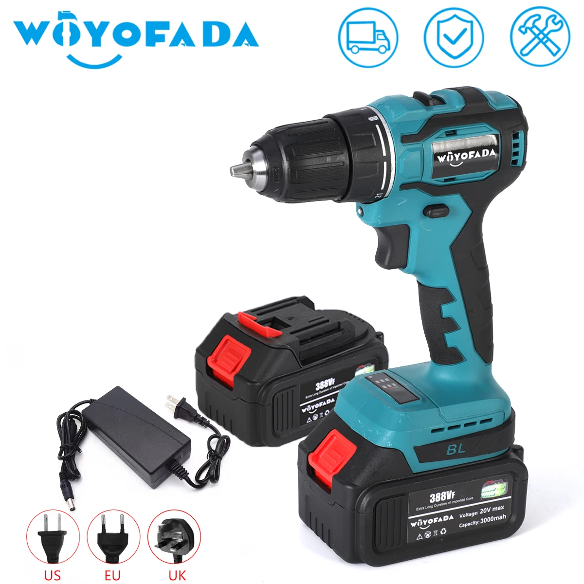 Electric Cordless Drill 10mm Electric Screwdriver Brushless Impact Gun Power Tools Compatible For Makita 18V Battery