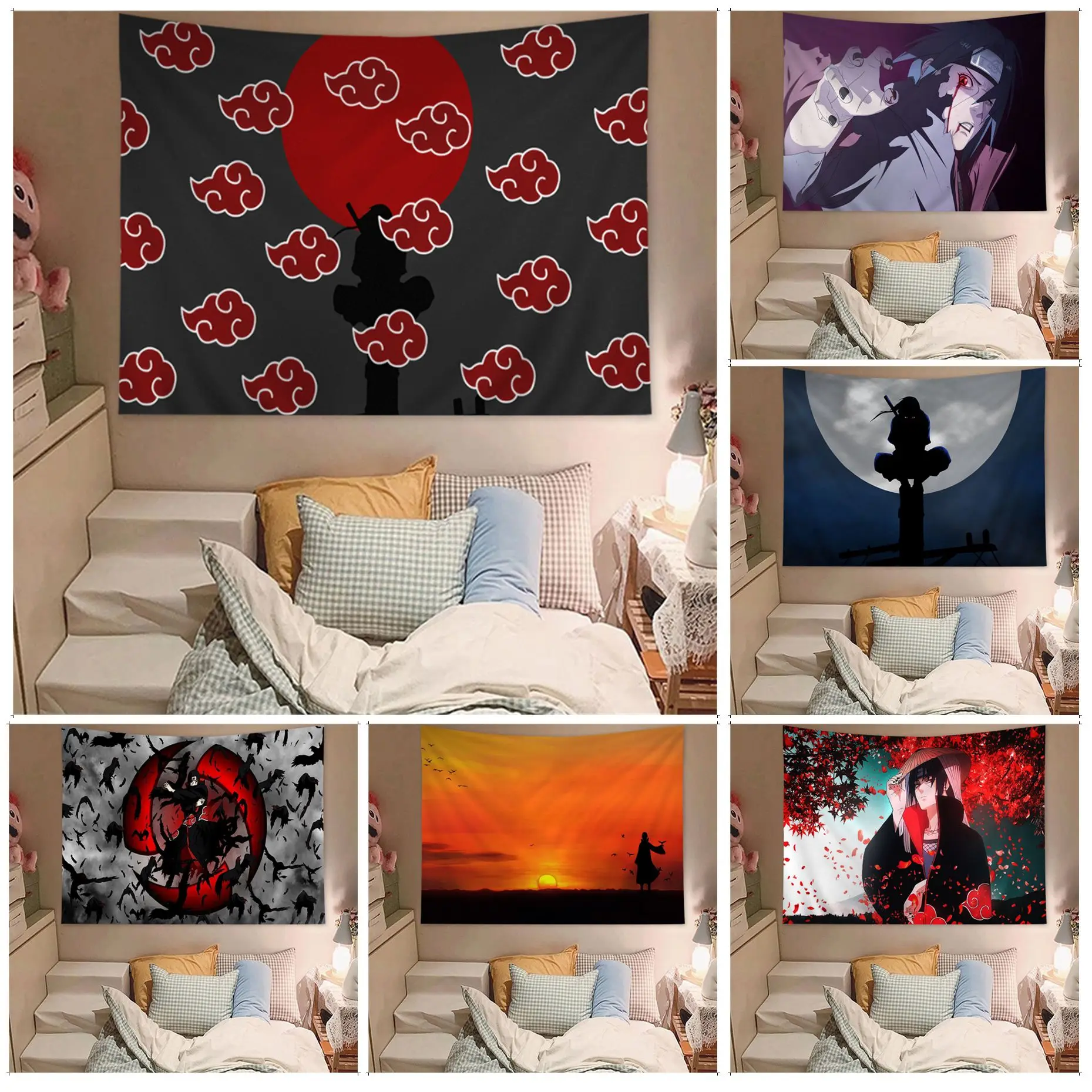 

BANDAI Uchiha Itachi Naruto Wall Tapestry Cheap Hippie Wall Hanging Bohemian Wall Tapestries Mandala Kawaii Room Decor