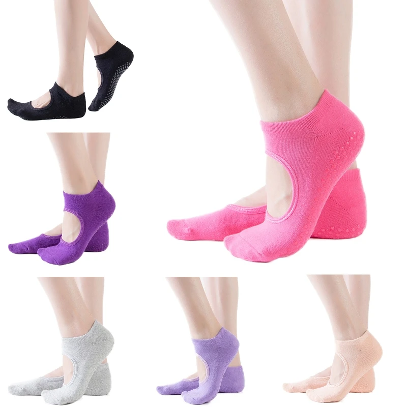 

Women Yoga Pilates Short Boat Socks with Non-Slip Sticky Grips Breathable Backless Thicken Ballet Dance Sports Hosiery 2022