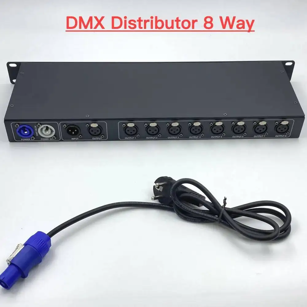 Фото 8-полосный распределитель DMX512, 8-канальный разветвитель DMX, усилитель сигнала, электрическая изоляция, разъем XLR для светодиодного контроллера сценического освещения №2