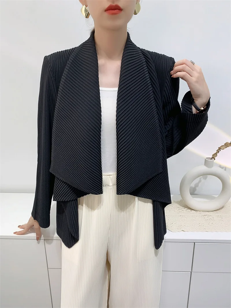 Женский короткий плиссированный кардиган Miyake повседневный свободный утепленный