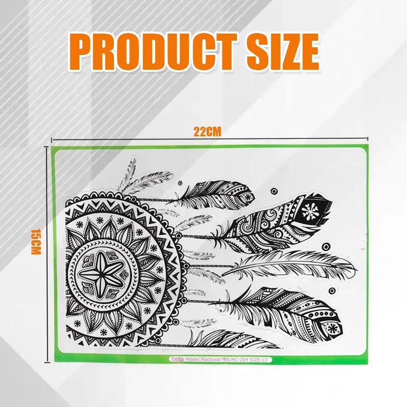 Retro Laptop Sticker Feather Art Pattern Vinyl Decal Black For Macbook Air | Tablet Decals