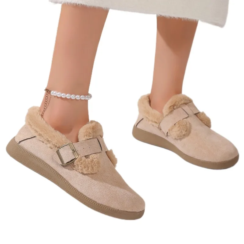 Женские меховые лоферы на плоской подошве модные зимние ботильоны теплая