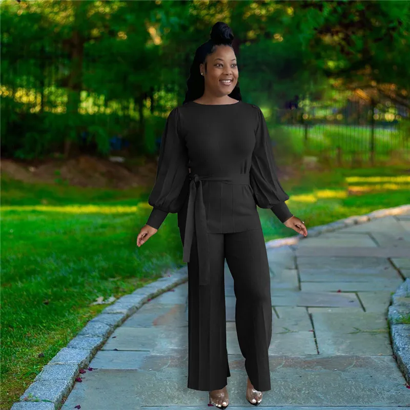 Уличный комплект из двух предметов женский топ с поясом и рукавами-фонариками