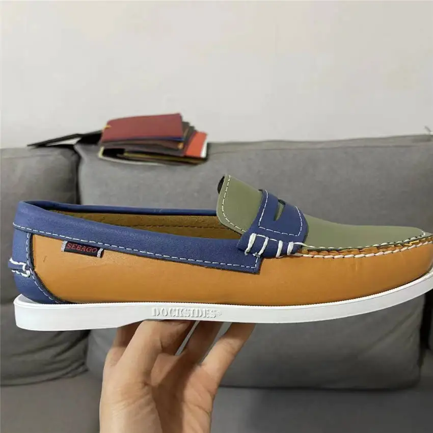 

Men Genuine Leather Driving Shoes,Slip On Docksides Classic Boat Shoe,Brand Design Flats Loafers For Men Women 2022A30