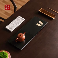 fanshang device japanese style dry pour tea tray whole piece black gold stone tea tray household