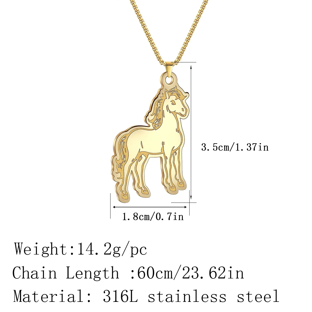 Ожерелье из нержавеющей стали с подвеской в виде животного лошади подходящего