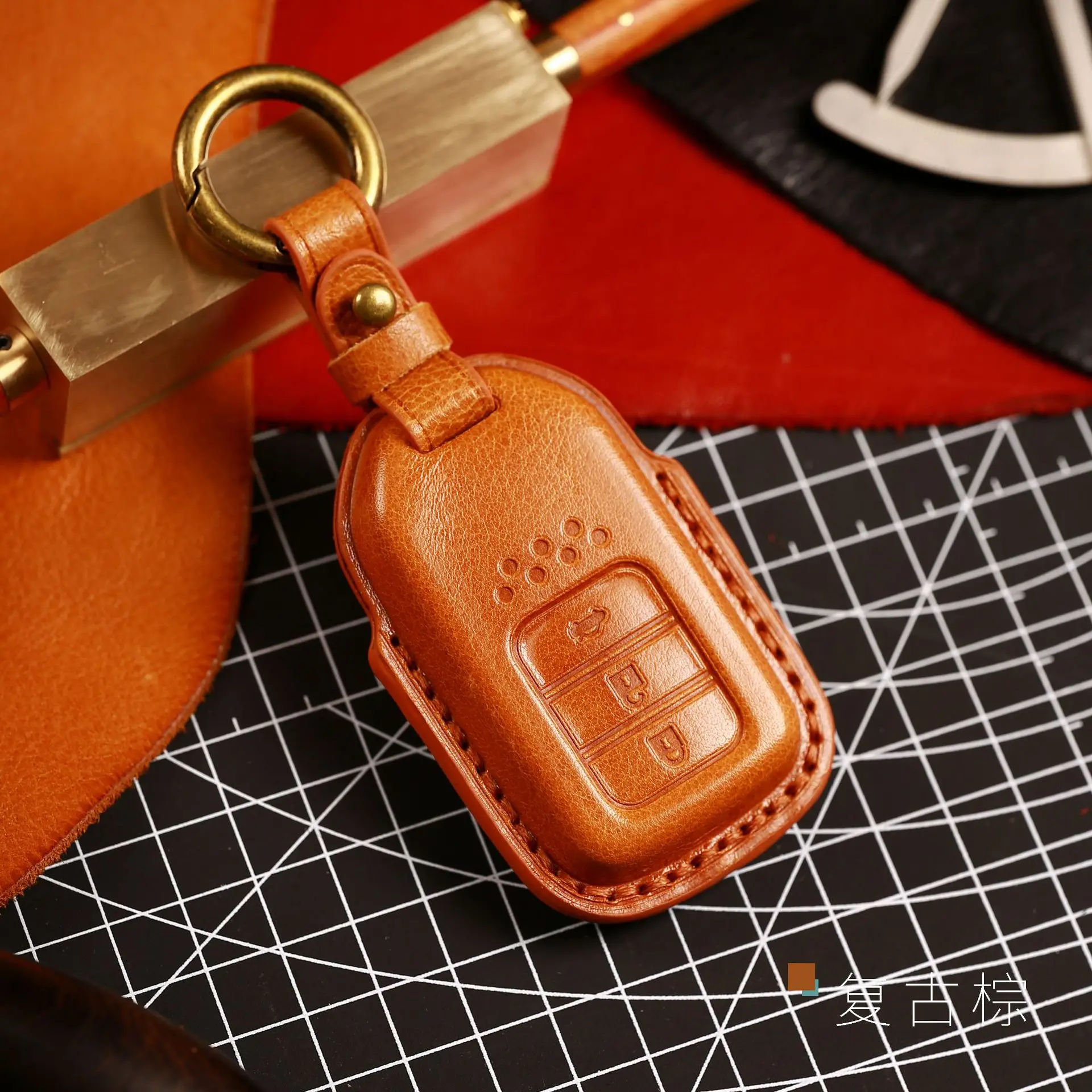 

Leather Car Key Case Cover Fob Protector Accessories for Honda City Turbo Civic Accord Xrv Breeze Crider Odyssey Keychain Holder
