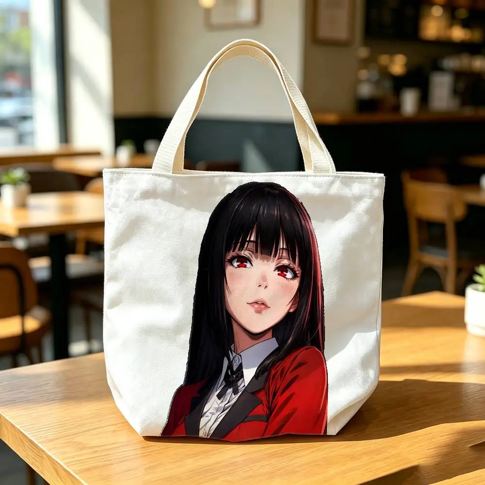 Фото Сумка с принтом Anime Y-Yumeko Jabami K-Kakegurui, экологичная сумка-шоппер из хлопка и джута, многоразовая складная сумка, многоразовая тканевая сумка №4