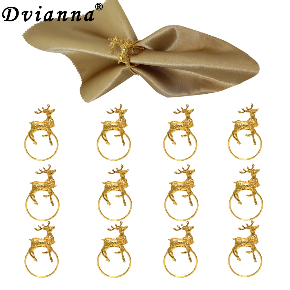 

6/12/24Pcs Three-dimensional Deer Napkin Rings Christmas Elk Napkin Ring Holder for Thanksgiving Easter Dinner Parties HWC09