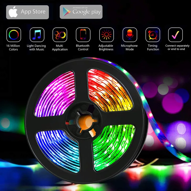 

10M 20M WiFi LED Strip Light RGB 5050 Lights Music Sync Color Changing, App Controlled LED Lights living room decoration