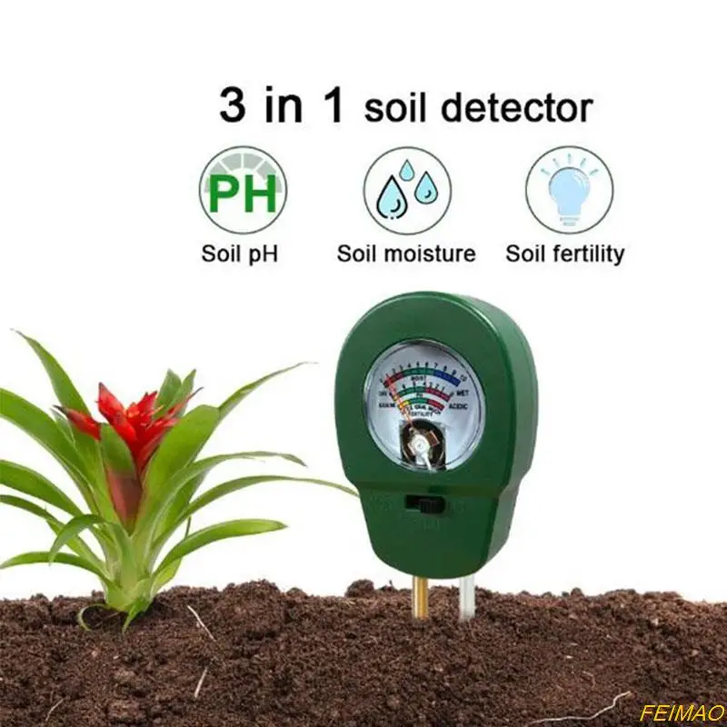 

3 In 1 Soil Moisture Fertile PH Meter Humidity Tester Metal Sensor Moist Test Analyzer Monitor Detector
