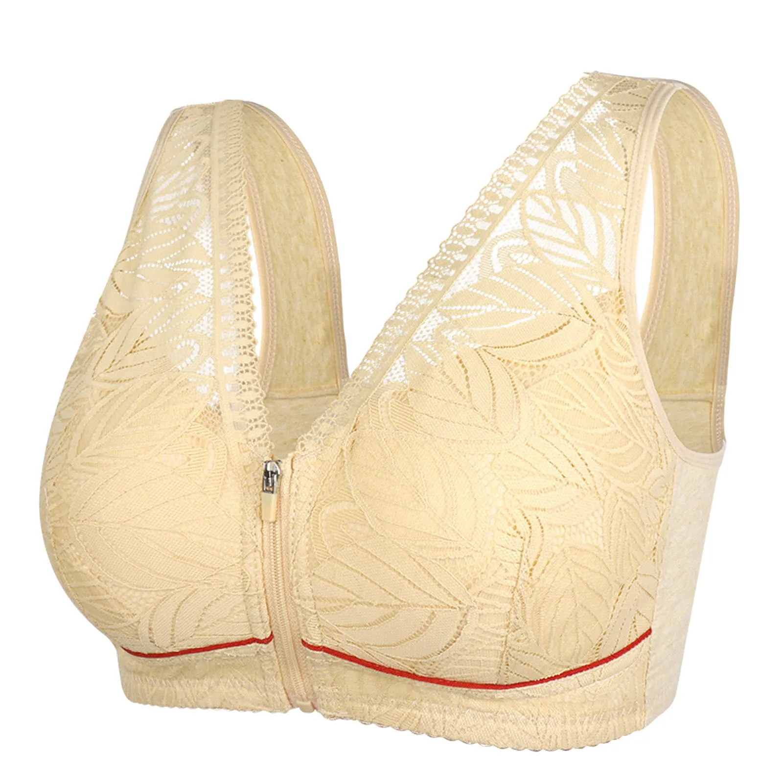 

Women Sexy Lace Front Zipper Underwear Without Rims Vest Lace Bra