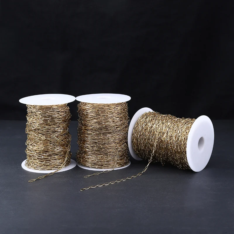 1MM Gold Stainless Steel Circle Oval Link Chain Necklace Paper Clips Link Chain for Jewelry Making DIY Necklace Bracelet Chain