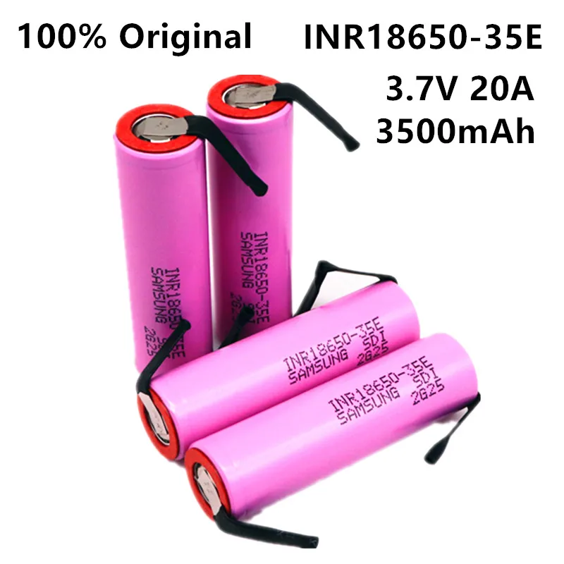 

4pcs 100%Original ForSamsung 18650 3500mAh 20A discharge INR18650-35E 3.7v 18650 battery 3.7v rechargable Battery+DIY nickel