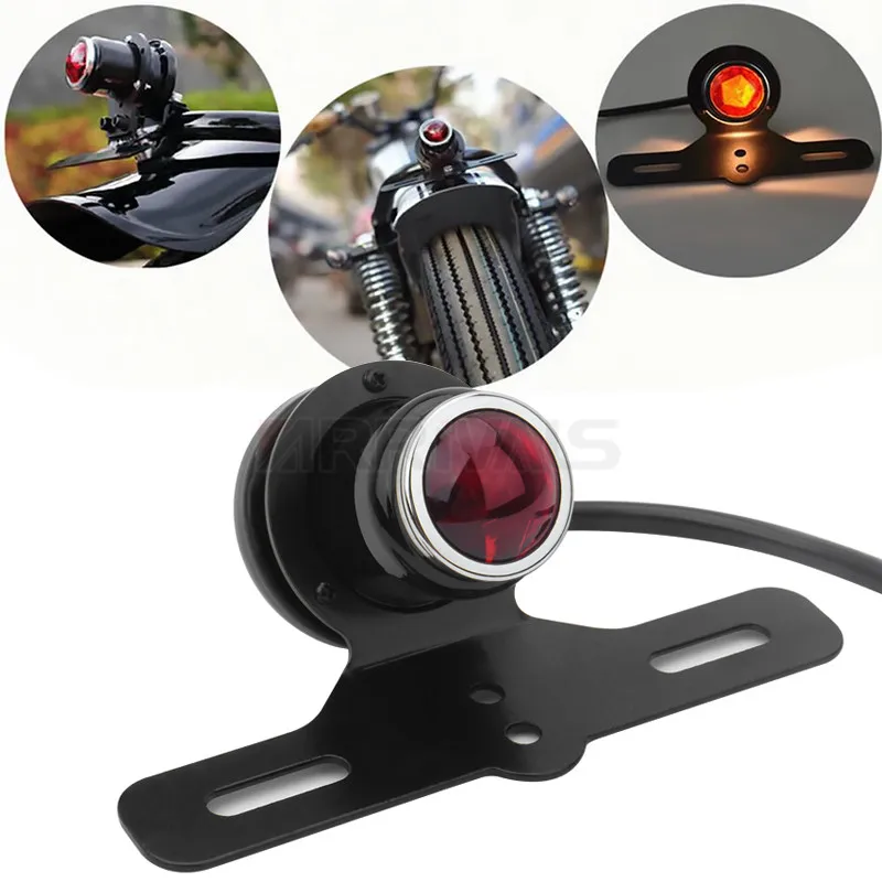 

Motorcycle Retro Rear Tail Brake Light Lamp W/ License Plate Mount For Harley Honda Yamaha Suzuki Bobber
