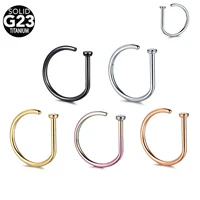 20g 18g 8mm 10mm g23 titanium colorful d shape hoop nose rings ear cartilaged daith conch nostril piercing jewelry