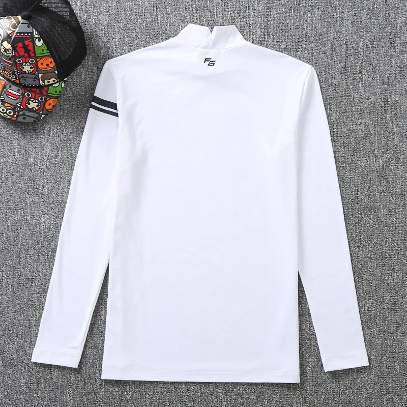 Men's golf autumn and winter sports T-shirt with slim golf half-turtleneck bottoming shirt in thin velvet