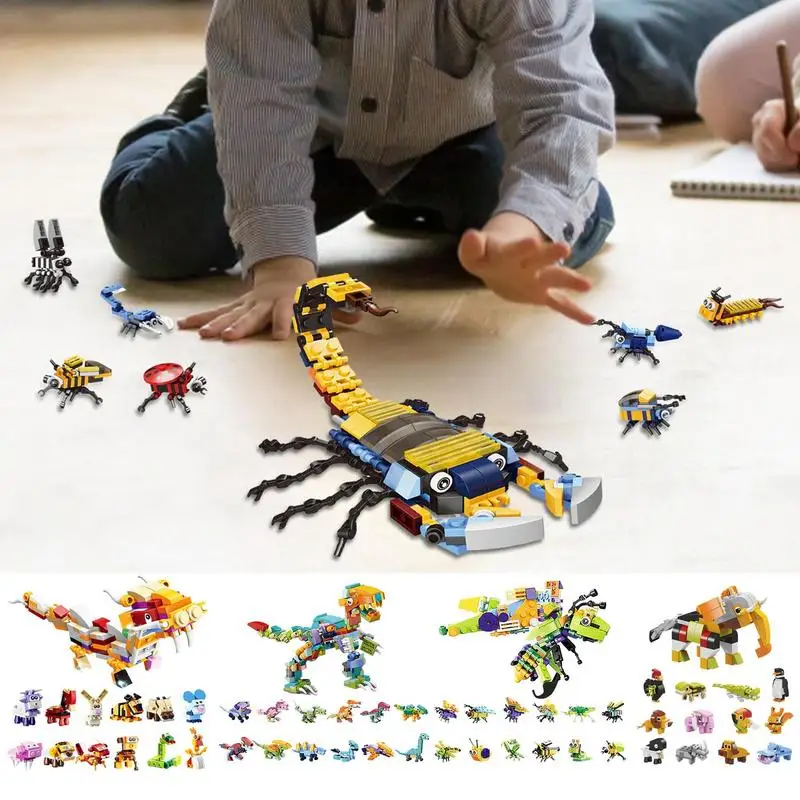 

Dinosaur Wasp Animals Zodiac Models Building Blocks For Children Miniature Particle Bricks Early Education Toys