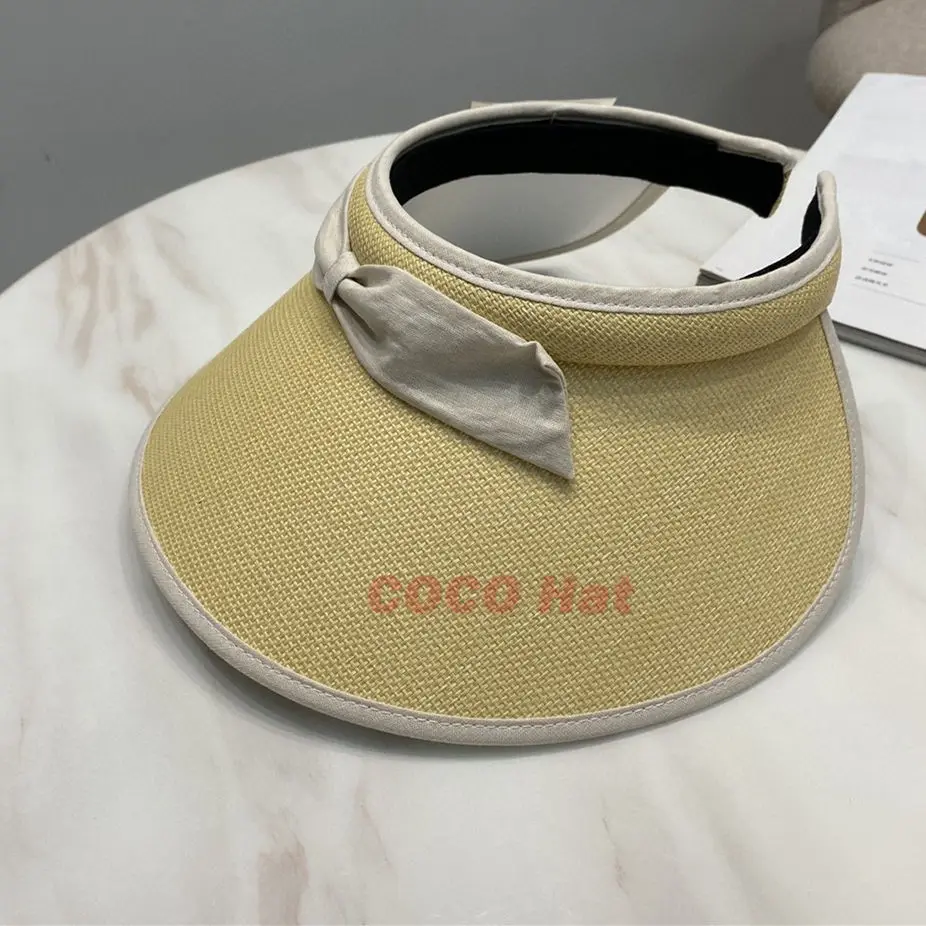 

Beach Straw Hat 447162 Luxury Hat UV 90% Hats for Women Outdoor Caps for Ladies Straw Hat Fashion Casual Hollow out Bow Design