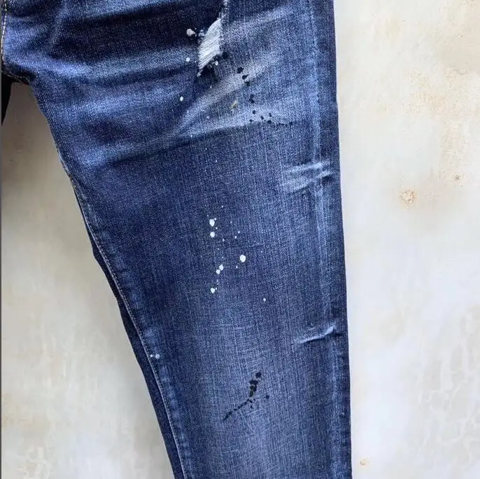 Jeans Pants Design Cool Top Jeans Men Slim Jeans Denim Trousers Blue Hole Pants Jeans For Men 966-1