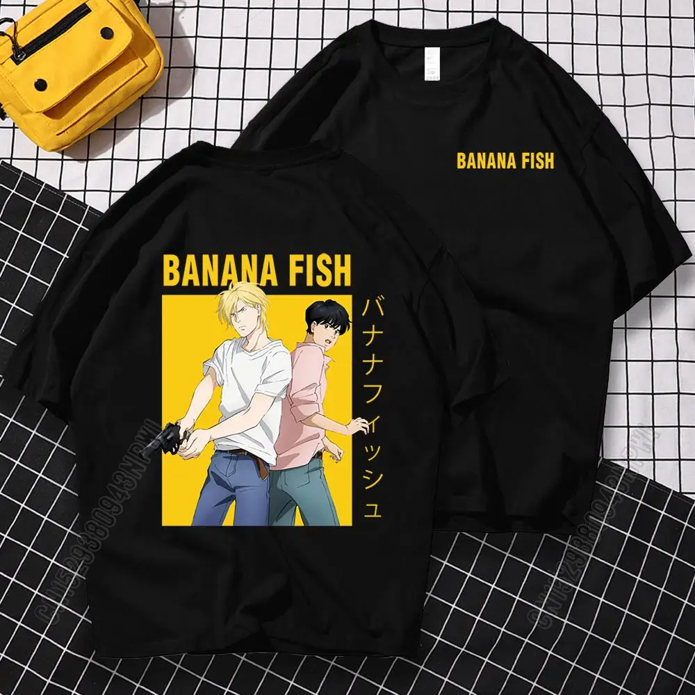 

Banana Fish Anime Double-Sided Print T Shirt Men Vinatge Anime Cotton Tops Breathable T-Shirt Hip Hop Oversized T-Shirts Men's