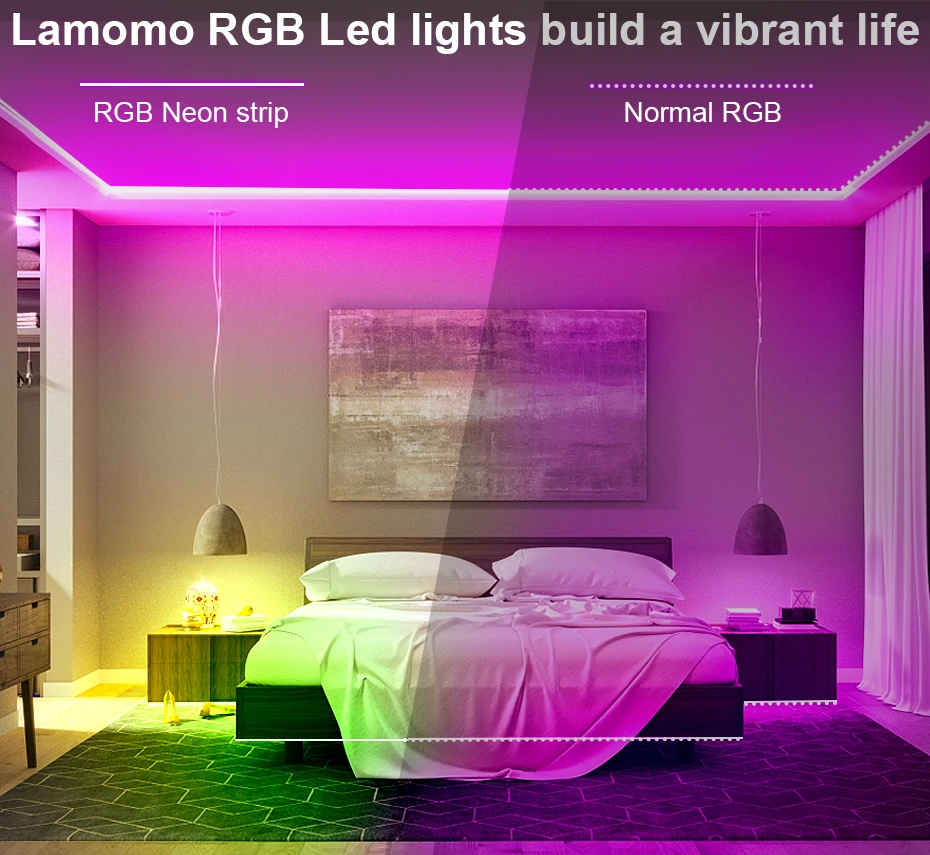 Фото Светодиодная неоновая лента RGB с регулируемой яркостью, 220В, водонепроницаемая, с многоцветными режимами, RGB-лента SMD5050 с пультом ДУ, вилка EU, для дома и сада №5