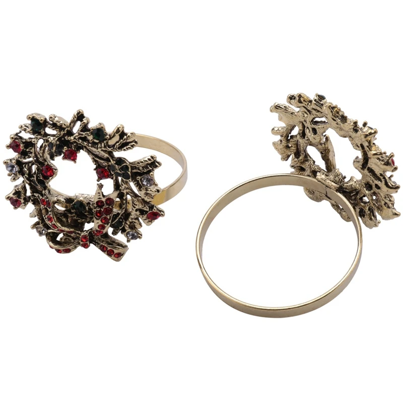 

24Pcs Christmas Wreath Napkin Rings Metal Napkin Buckle Napkin Holder Napkin Circle