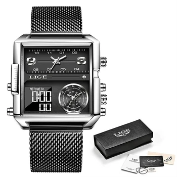 Digital Luxury Waterproof Square Watch Men Quartz 6