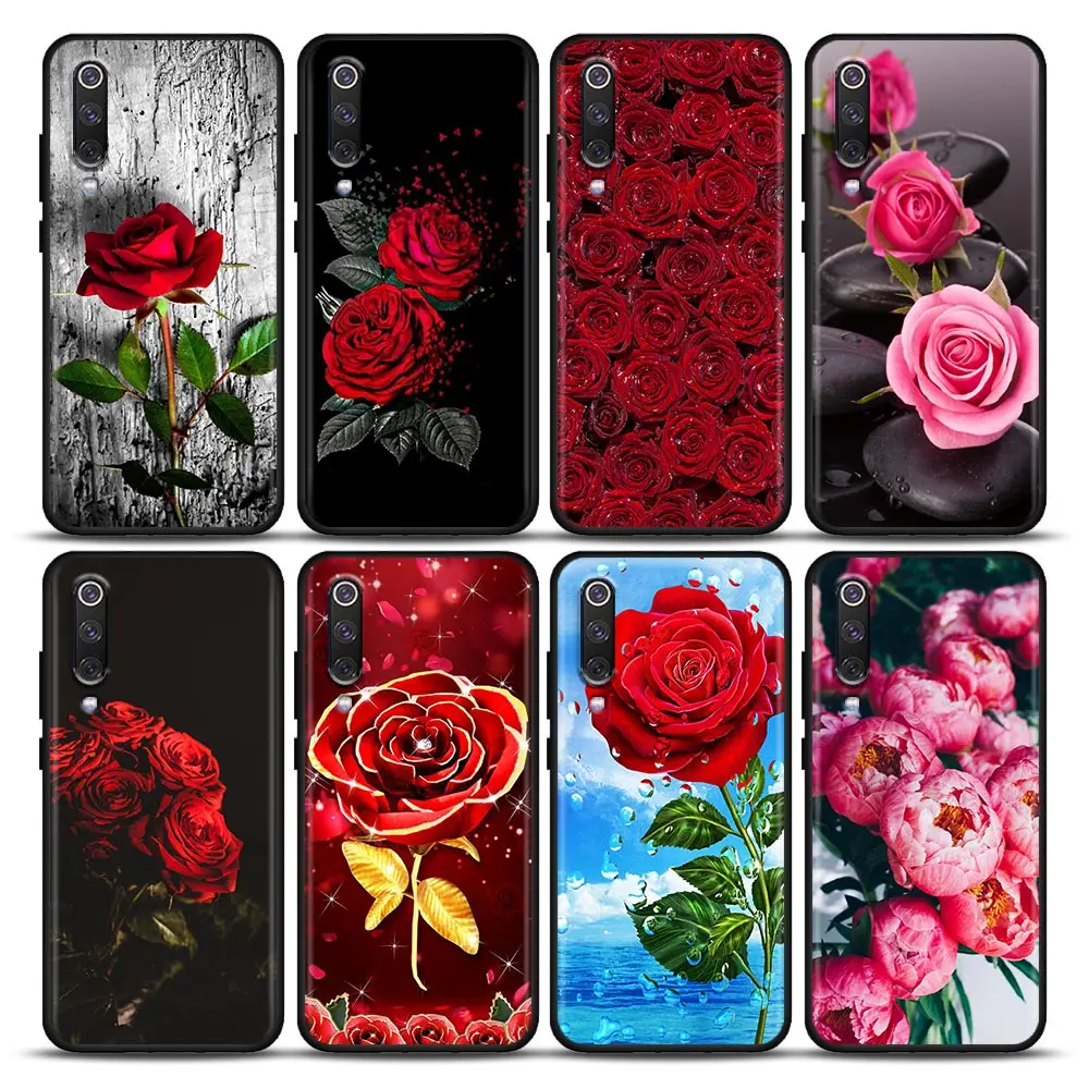 

Red Rose Flower Coque Sac Phone Case for Xiaomi Mi 9 9T Pro SE Mi 10T 10S MiA2 Lite CC9 Note 10 Pro 5G Soft Silicone