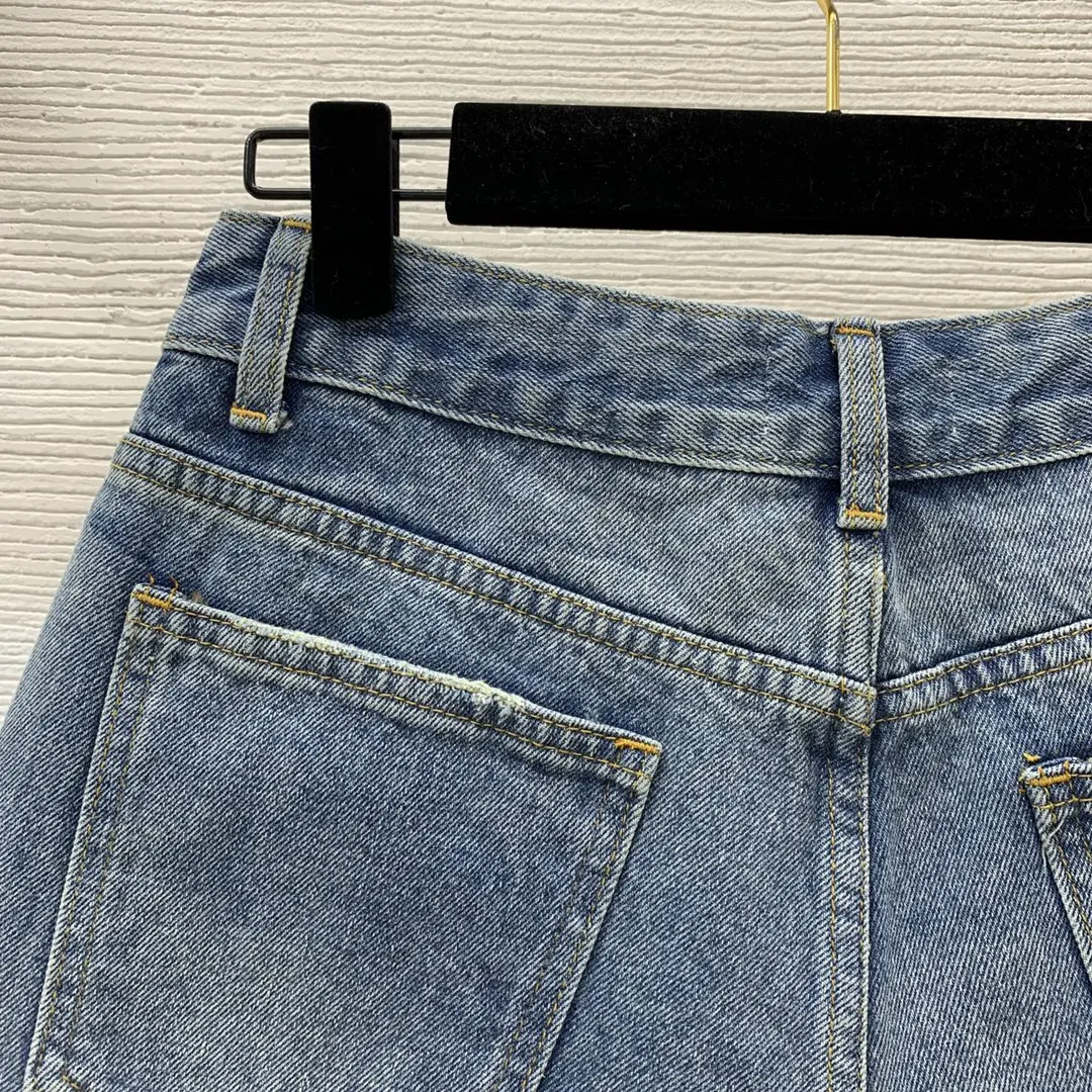 

Женские джинсовые шорты с завышенной талией, широкие универсальные облегающие брюки трапециевидной формы, лето 2023
