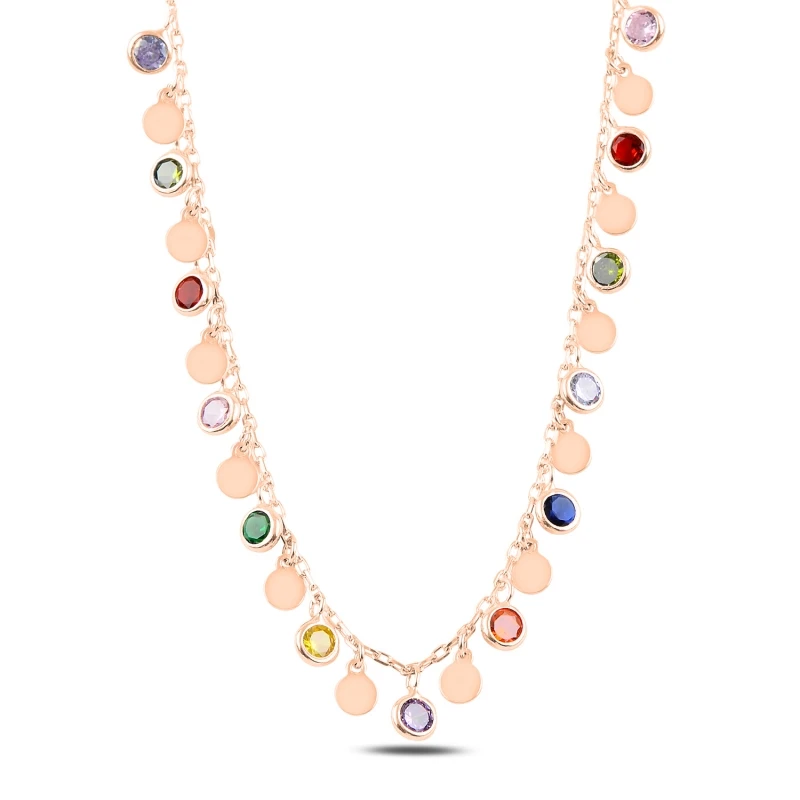 

Silver 925 Sterling Dangle Sequins & Zircon Crystal Necklace