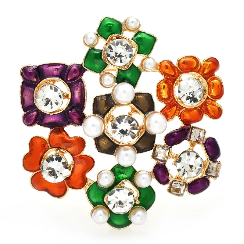 

Wuli&baby New Design Snowflake Brooches Women Enamel Multicolor Winter New Year Flower Party Casual Brooch Pin Gifts