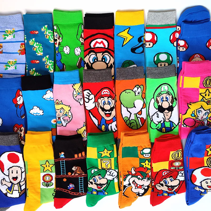 

58 Style Funny Cartoon Anime Super Mario Socks Men Hip Hop Happy Novelty Crazy Sokken Skateboard Meias Crew socks