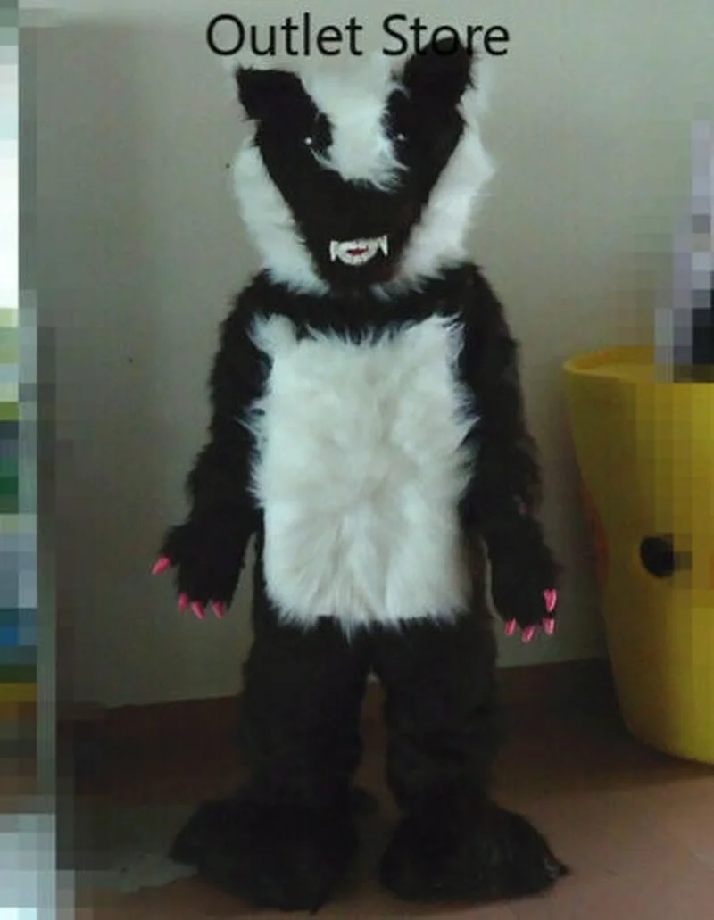 

Костюм-талисман на Хэллоуин, длинный меховой Черный волк, собака, костюм для косплея, вечеринки, костюмы на Рождество, Хэллоуин