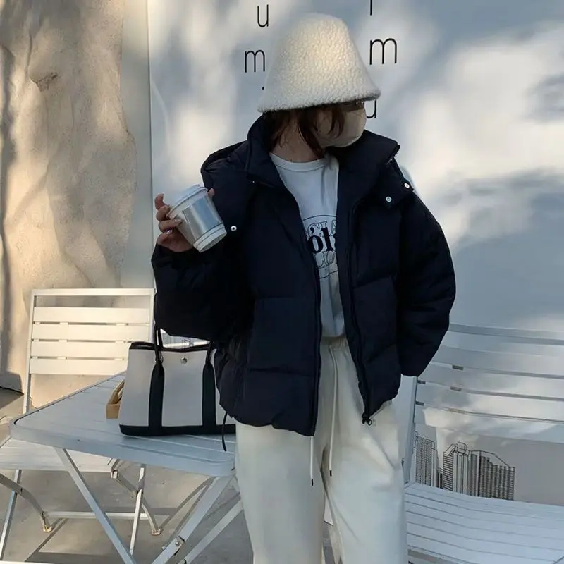 New Women 2023 Winter Korean Style Solid Loose Zipper White Duck Down Coats Fashion Casual Female Long Sleeve Jacket Outwear C54