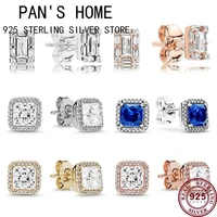 hot 925 sterling silver shiny icicle exquisite square original women pan earrings wedding high quality fashion charm jewelry
