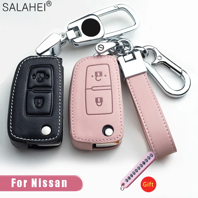 

Fashion Leather Remote Car Key Cover Case for Nissan Qashqai J11 Juke Xtrail Sunny Cefiro A32 For Qashqai Switch 2020 Accessorie