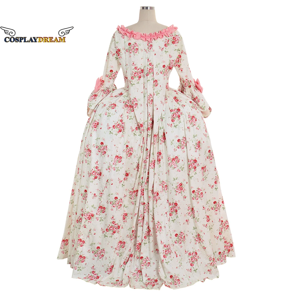 Благородное платье Рококо королевского двора розовое Цветочное бальное в стиле