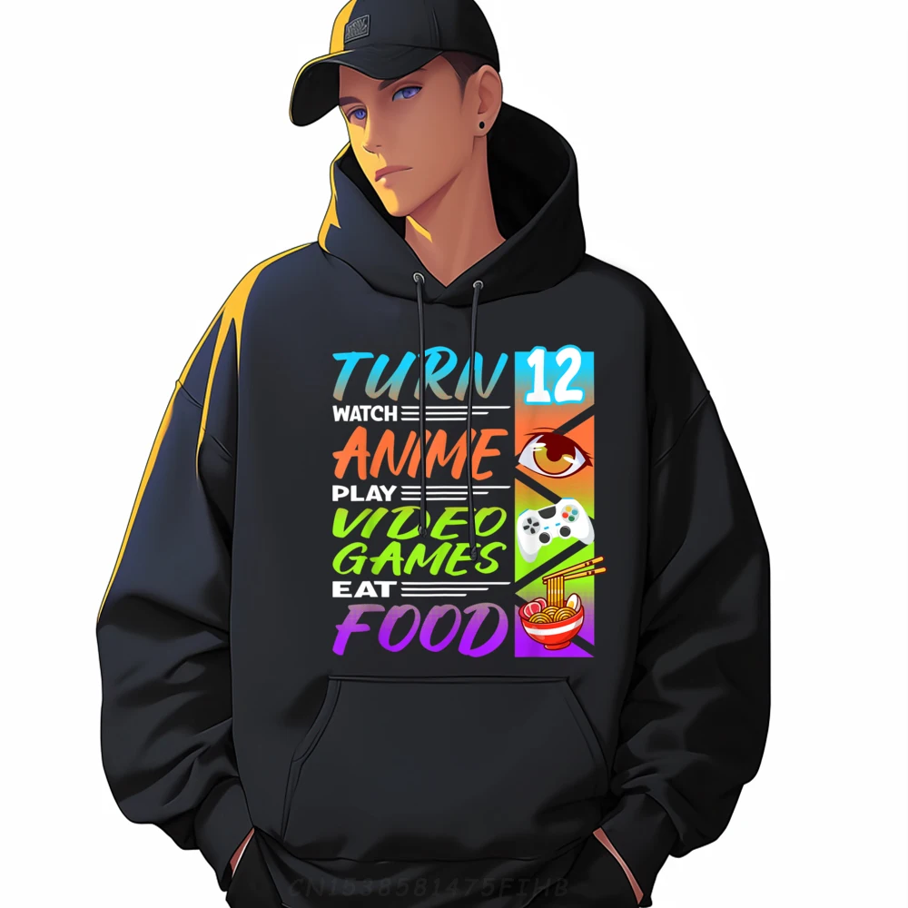 12th Birthday I Gamer 90s Kawaii Ramen Noodles Мужская одежда больших размеров с капюшоном