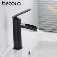 becola waterfall bathroom faucet basin mixer tall washbasin tap brass single handle hot and cold water faucets short taps