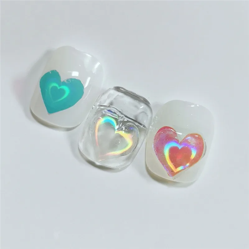 Наклейка для ногтей Aurora Laser Heart 3D Блестки нейл Арта (искусство украшения ногтей)