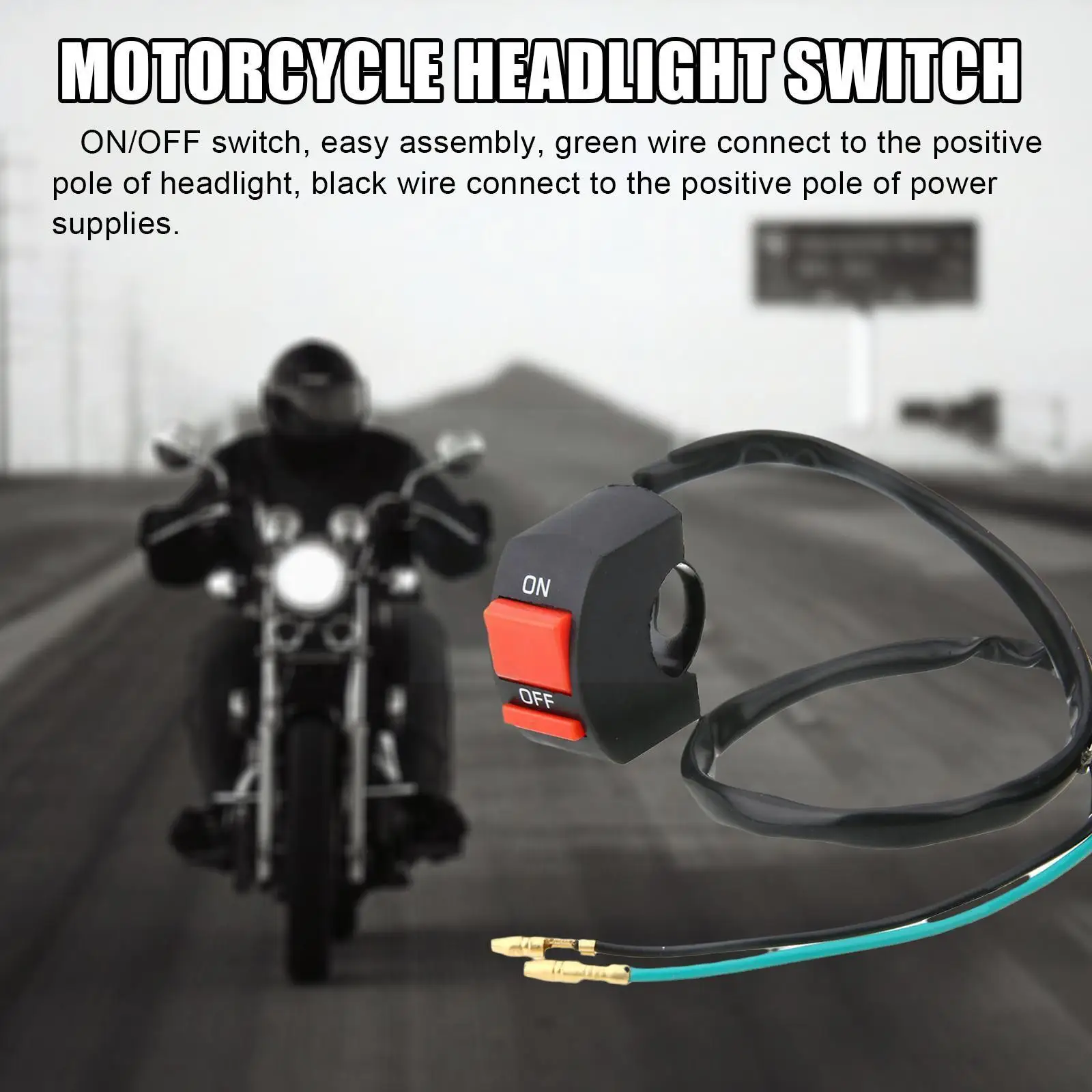

ON/OFF Motorcycle Switch Push Button Handlebar Switch 12V Button Connector for ATV Electronic Bike Scooter Motorbike V8J6