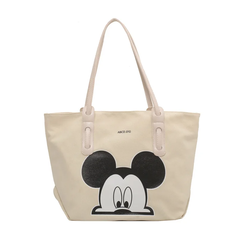 Disney's New Mickey Canvas Bag Cartoon Cute Women's Handbag Luxury Brand Women's Shoulder Bag Large Capacity Fashion Storage Bag